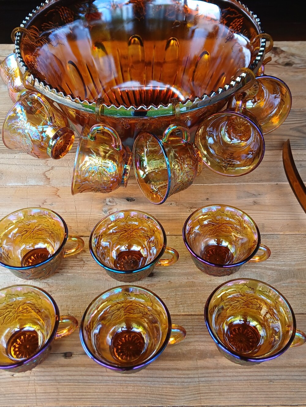 Marigold Carnival Iridescent Glass Tea Cups ( Read Below)